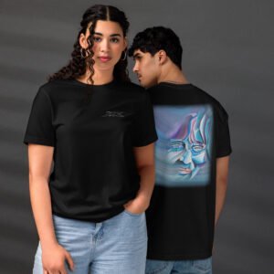 cubism backprint t shirt – abstract cubistic face artwork & minimal quote | unisex streetwear tee